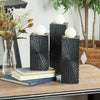 CosmoLiving by Cosmopolitan 3 Candle Black Wood Geometric Carved Pillar Candle Holder, Set of 3 EasyOptionXY LLC
