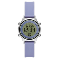 Time and Tru Women's Silver Tone Digital Watch with Lavender Silicone Strap EasyOptionXY LLC