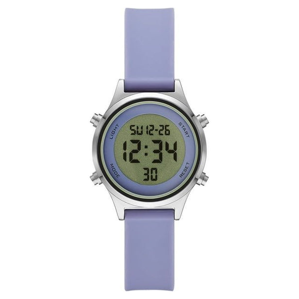 Time and Tru Women's Silver Tone Digital Watch with Lavender Silicone Strap EasyOptionXY LLC