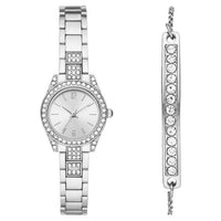 Time & Tru Women's Wristwatch: Silver Tone Watch & Bracelet Set with Crystal Accents (FMDXTT029) EasyOptionXY LLC