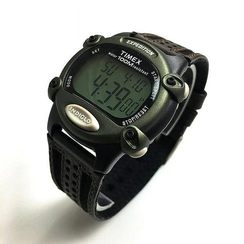 Timex Men's Expedition Digital CAT 39mm Watch ¨C Green Case with Black & Brown Fabric & Leather Strap EasyOptionXY LLC