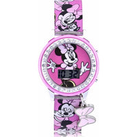 Disney Minnie Light-up Dial LCD Watch Silicone Strap with Hanging Bow Charm (MN4404WM) EasyOptionXY LLC
