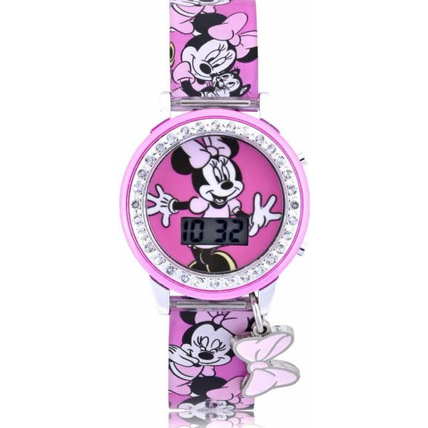 Disney Minnie Light-up Dial LCD Watch Silicone Strap with Hanging Bow Charm (MN4404WM) EasyOptionXY LLC
