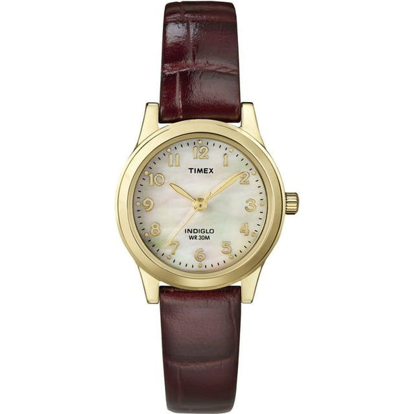 Timex Women's Essex Avenue Gold/Burgundy/MOP 25mm Dress Watch, Leather Strap EasyOptionXY LLC