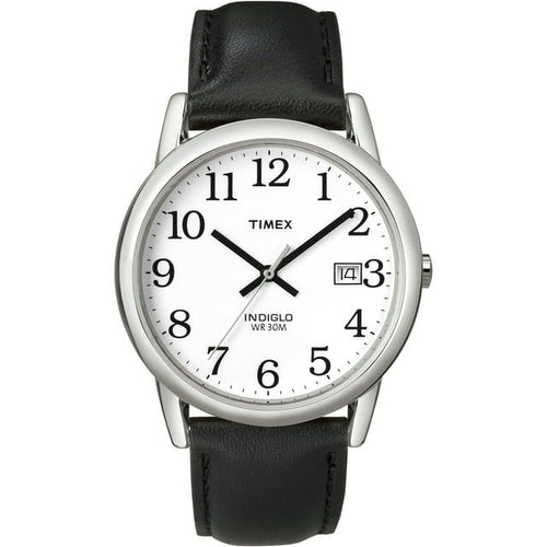 Timex Men's Easy Reader Date Black/Silver/White 35mm Casual Watch, Leather Strap EasyOptionXY LLC