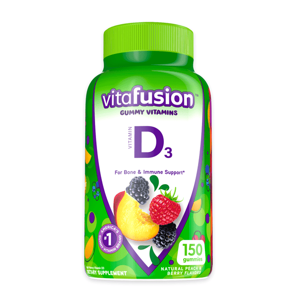 Vitafusion Vitamin D3 Gummy Vitamins; Peach; Blackberry and Strawberry Flavored; 150 Count EasyOptionXY LLC