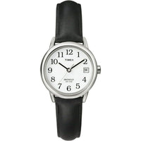 Timex Women's Easy Reader Date Black/Silver/White 25mm Casual Watch, Leather Strap EasyOptionXY LLC