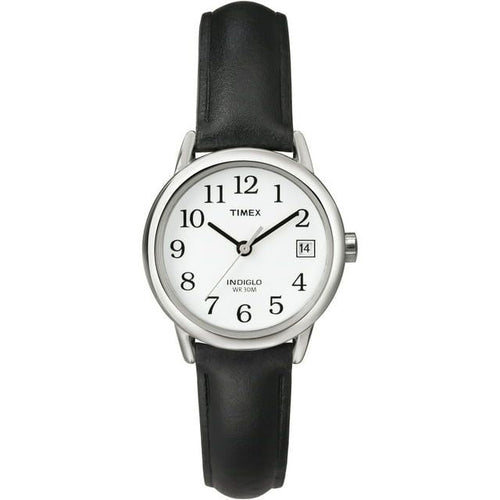 Timex Women's Easy Reader Date Black/Silver/White 25mm Casual Watch, Leather Strap EasyOptionXY LLC