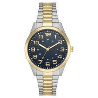 George Men's Watch: 2-Tone Silver/Gold Case, Blue Easy Read Dial, 2-Tone Silver/Gold Expansion Band (FMDOGE043) EasyOptionXY LLC