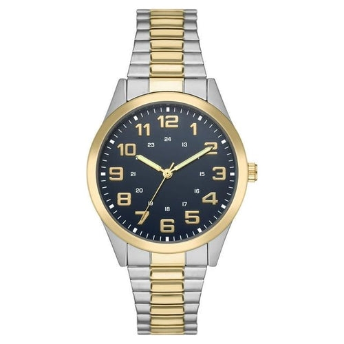 George Men's Watch: 2-Tone Silver/Gold Case, Blue Easy Read Dial, 2-Tone Silver/Gold Expansion Band (FMDOGE043) EasyOptionXY LLC