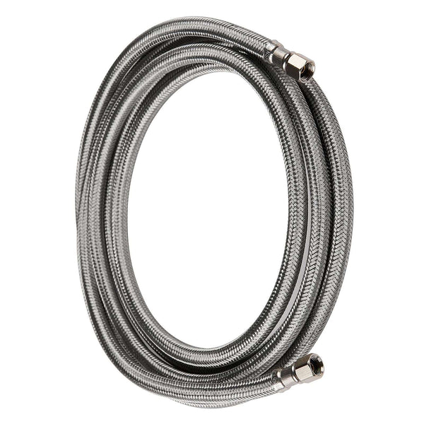 12ft Ice Maker Hose, with 1/4" Comp by 1/4" Comp Connection, Stainless Steel Braided Hose