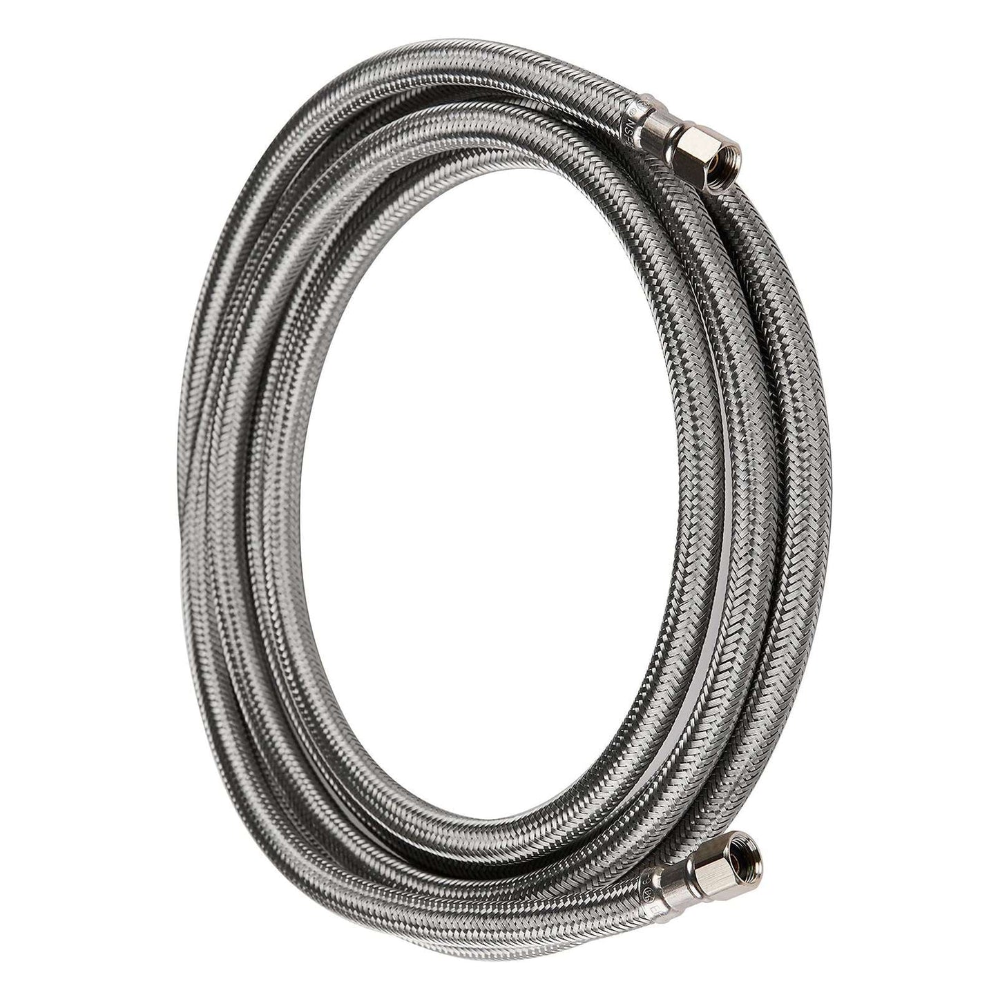 8 ft Ice Maker Hose, with 1/4" Comp by 1/4" Comp Connection, Stainless Steel Braided Hose