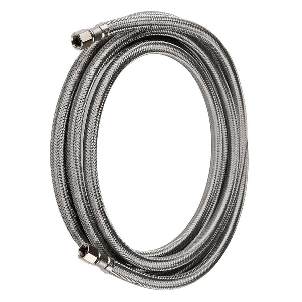 8 ft Ice Maker Hose, with 1/4" Comp by 1/4" Comp Connection, Stainless Steel Braided Hose Plumbingsell