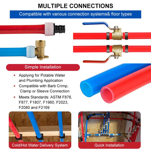 1/2" 600ft, 300ft x 2, PEX-A Pipe, Red & Blue & Cutter Plumbingsell