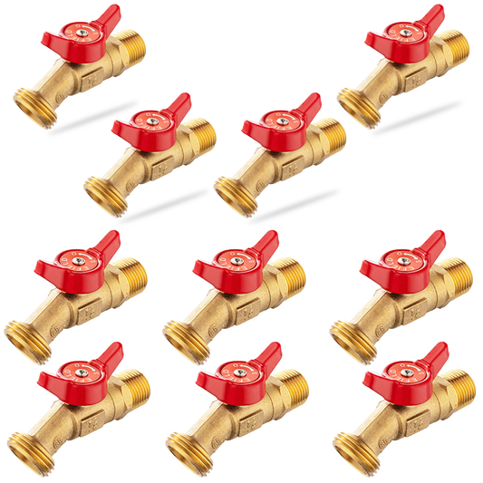 10 Pcs 1/2" Hose Boiler Drain Angle, 1/4 Turn