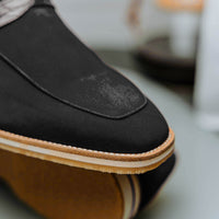 Zelli Italia 11-020-BLK MEO 3 Sueded Goatskin Penny Loafer, Black