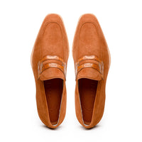 11-020-CGN MEO 3 Sueded Goatskin Penny Loafer, Cognac Zelli Italia