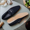11-020-NVY MEO 3 Sueded Goatskin Penny Loafer, Navy Zelli Italia