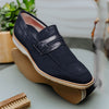 11-020-NVY MEO 3 Sueded Goatskin Penny Loafer, Navy Zelli Italia