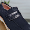 11-020-NVY MEO 3 Sueded Goatskin Penny Loafer, Navy Zelli Italia