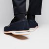 11-020-NVY MEO 3 Sueded Goatskin Penny Loafer, Navy Zelli Italia