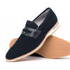 11-020-NVY MEO 3 Sueded Goatskin Penny Loafer, Navy Zelli Italia