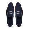 11-020-NVY MEO 3 Sueded Goatskin Penny Loafer, Navy Zelli Italia