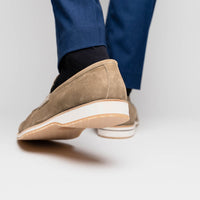 Zelli Italia 11-020-TPE MEO 3 Sueded Goatskin Penny Loafer, Taupe