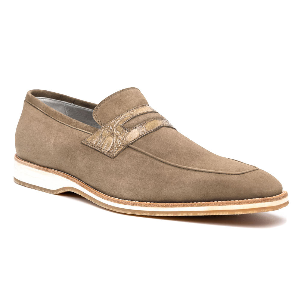 Zelli Italia 11-020-TPE MEO 3 Sueded Goatskin Penny Loafer, Taupe