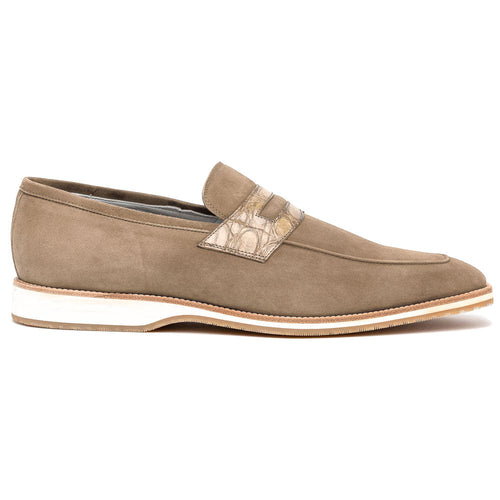 Zelli Italia 11-020-TPE MEO 3 Sueded Goatskin Penny Loafer, Taupe