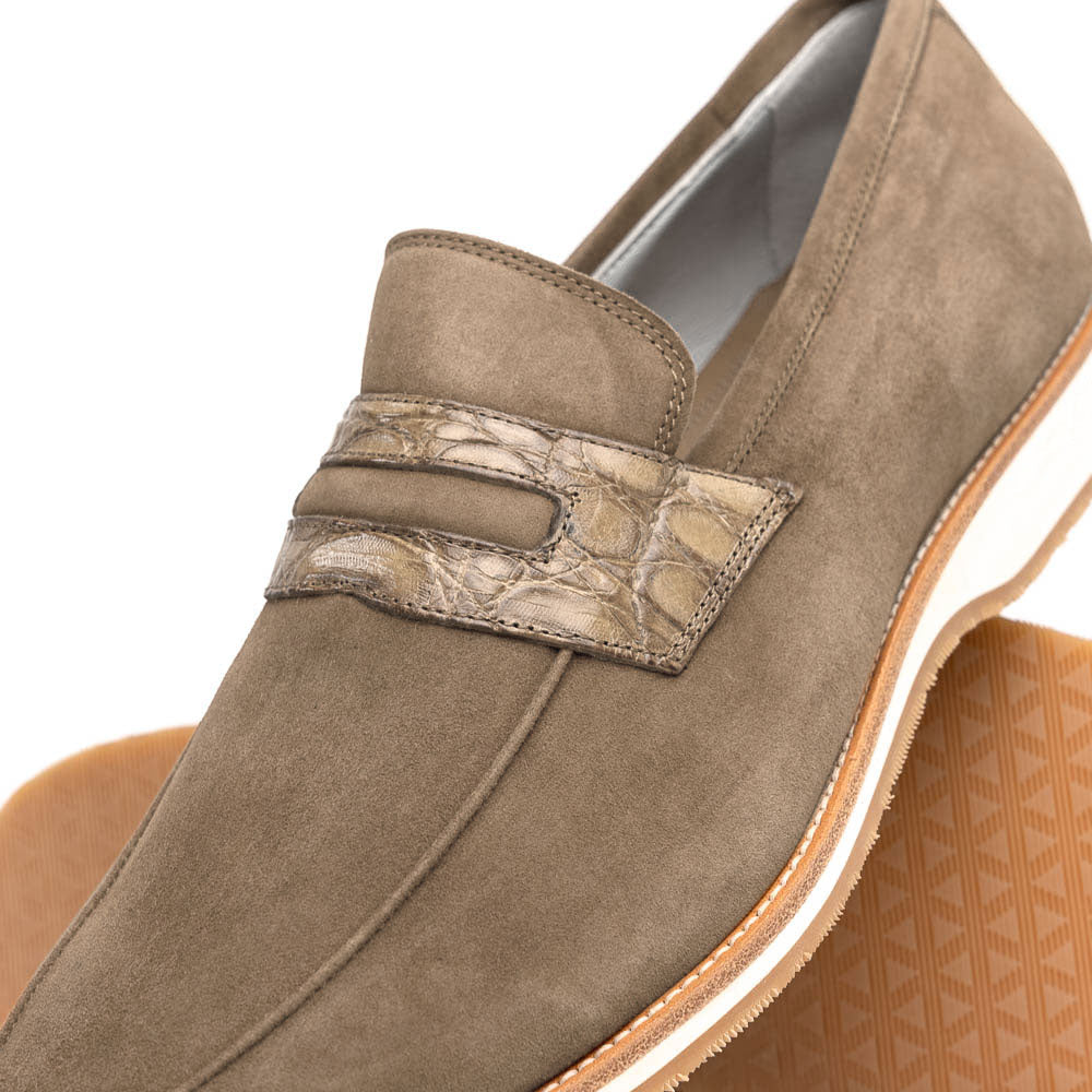 Zelli Italia 11-020-TPE MEO 3 Sueded Goatskin Penny Loafer, Taupe