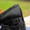 11-201-BKM ROMA Crocodile Penny Loafer, Black Zelli Italia