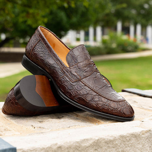 11-201-CGM ROMA Crocodile Penny Loafer, Cognac Zelli Italia