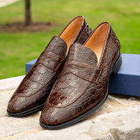 11-201-CGM ROMA Crocodile Penny Loafer, Cognac Zelli Italia