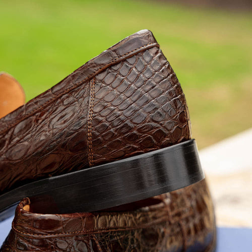 11-201-CGM ROMA Crocodile Penny Loafer, Cognac Zelli Italia