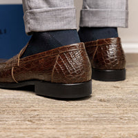 11-201-CGM ROMA Crocodile Penny Loafer, Cognac Zelli Italia