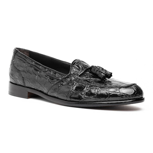 11-582-BLK FRANCO Crocodile Tassel Loafer, Black Zelli Italia