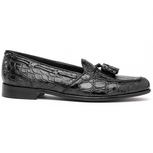 11-582-BLK FRANCO Crocodile Tassel Loafer, Black Zelli Italia