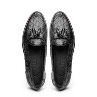11-582-BLK FRANCO Crocodile Tassel Loafer, Black Zelli Italia
