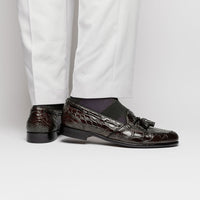 11-582-NIC FRANCO Crocodile Tassel Loafer, Nicotine Zelli Italia