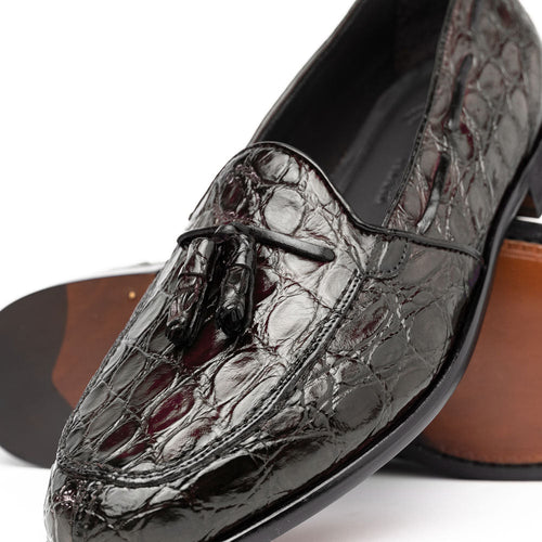 11-582-NIC FRANCO Crocodile Tassel Loafer, Nicotine Zelli Italia