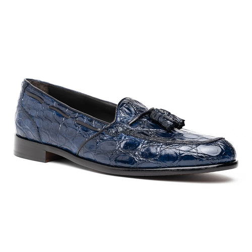 11-582-NVY FRANCO Crocodile Tassel Loafer, Navy Zelli Italia