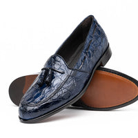 11-582-NVY FRANCO Crocodile Tassel Loafer, Navy Zelli Italia