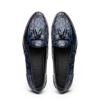 11-582-NVY FRANCO Crocodile Tassel Loafer, Navy Zelli Italia