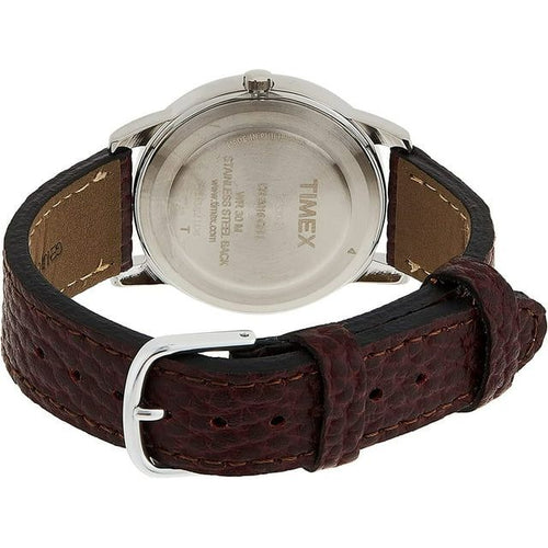 Timex Men's Easy Reader 35mm Day-Date Watch – Silver-Tone Case White Dial with Dark Brown Leather Strap EasyOptionXY LLC