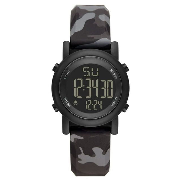 George Men's Digital Watch: Gunmetal Case, Negative Display, Black Grey Camo Stap (FMDOGE030) EasyOptionXY LLC