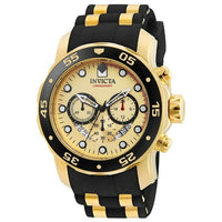 Invicta Pro Diver Chronograph Gold Dial Black Polyurethane Men's Watch 17566 EasyOptionXY LLC