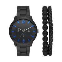 George Men's Watch Set: Black Case, Black Dial, Black 3 Link Bracelet, 2 Acessory Bracelets (FMDXGE039) EasyOptionXY LLC