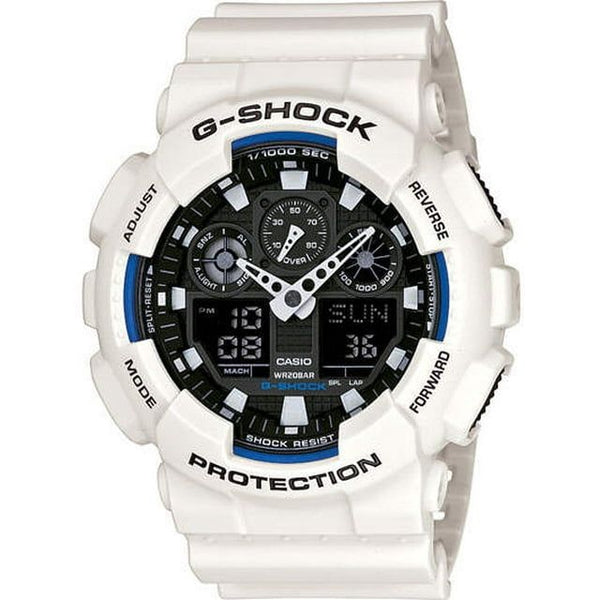Casio Men's GA-100 Series G-Shock Quartz 200M WR Shock Resistant Watch White/Black. Plastic Band EasyOptionXY LLC