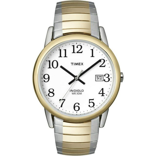 Timex Men's Easy Reader Date Two-Tone/White 35mm Casual Watch, Tapered Expansion Band EasyOptionXY LLC